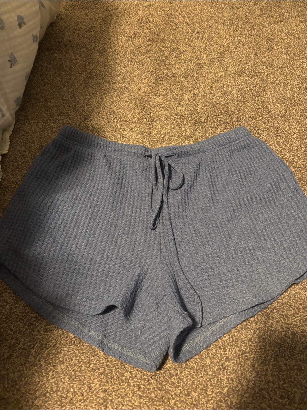 Women's Blue Waffle Knit Lounge Shorts